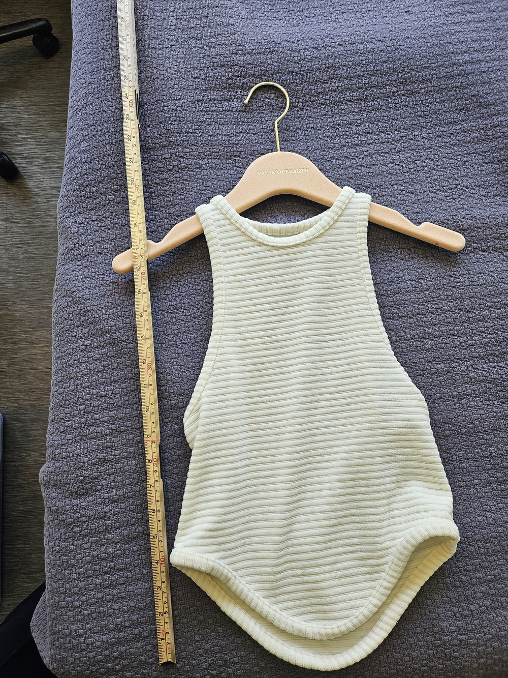 Women’s Ribbed Racerback Tank Top - Cream - Picture 4 of 5